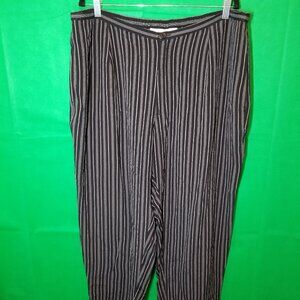 Liz Claiborne Black Grey Striped Wide Leg Casual Work Pants Size 22P Party